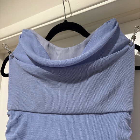 Michael Costello x Revolve India Midi Dress in Periwinkle Strapless Ruched - Picture 4 of 15